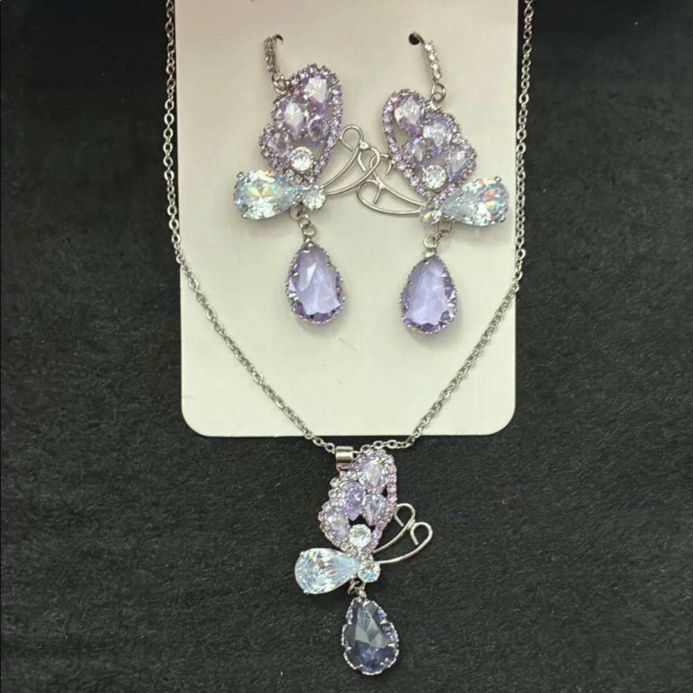 Elegant Silver and Purple Jewelry Set